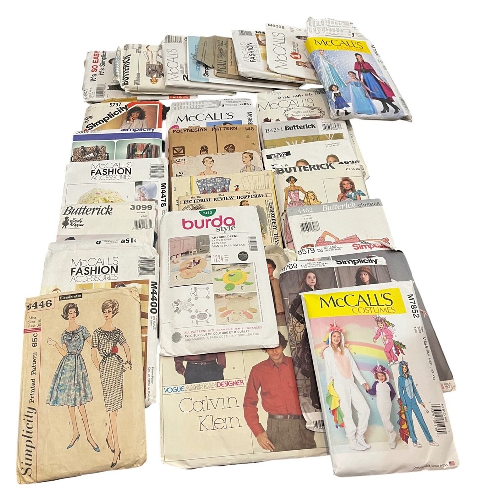 Simplicity Butterick McCalls Sewing Patterns Lot Mixed Size Multicolor Vintage